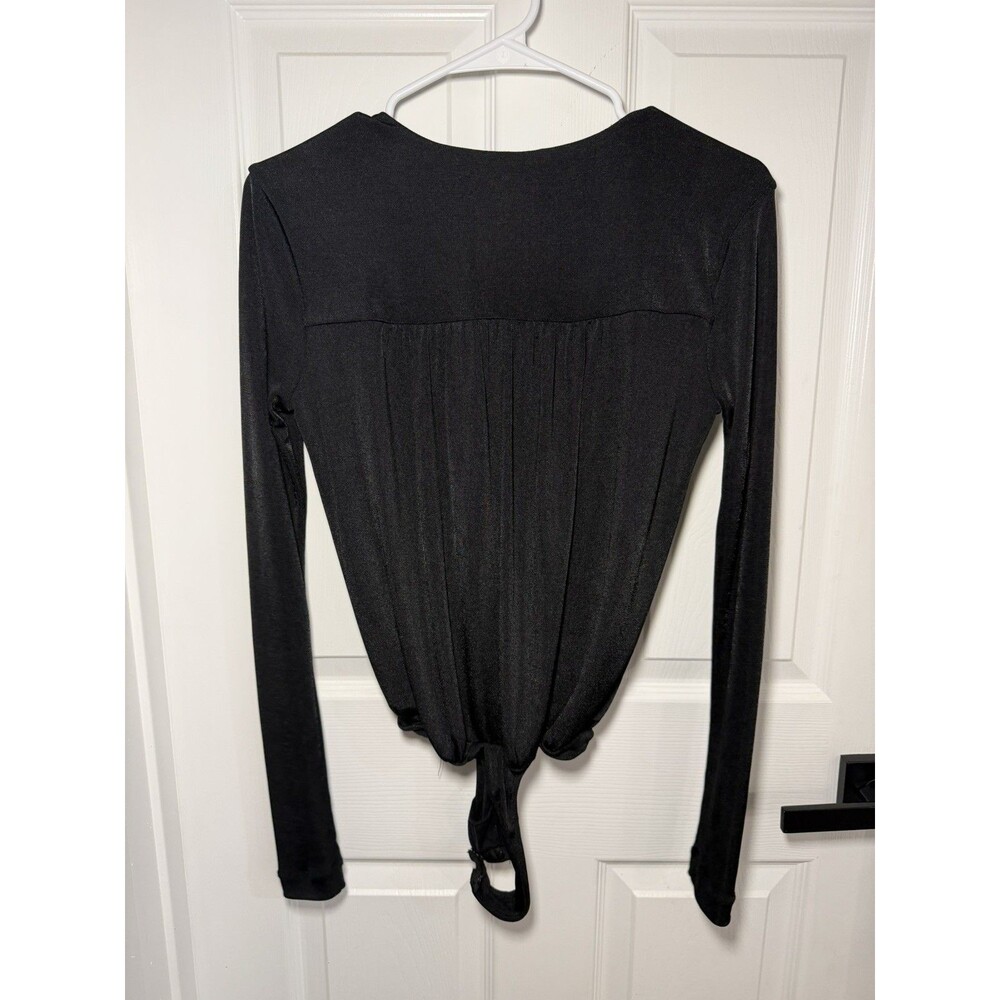 Intimately Free People Black Turnt Bodysuit Surplice Wrap V-Neck Thong XS - Picture 4 of 7